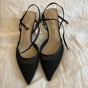 Zara black mesh heels size 6 36 NWT